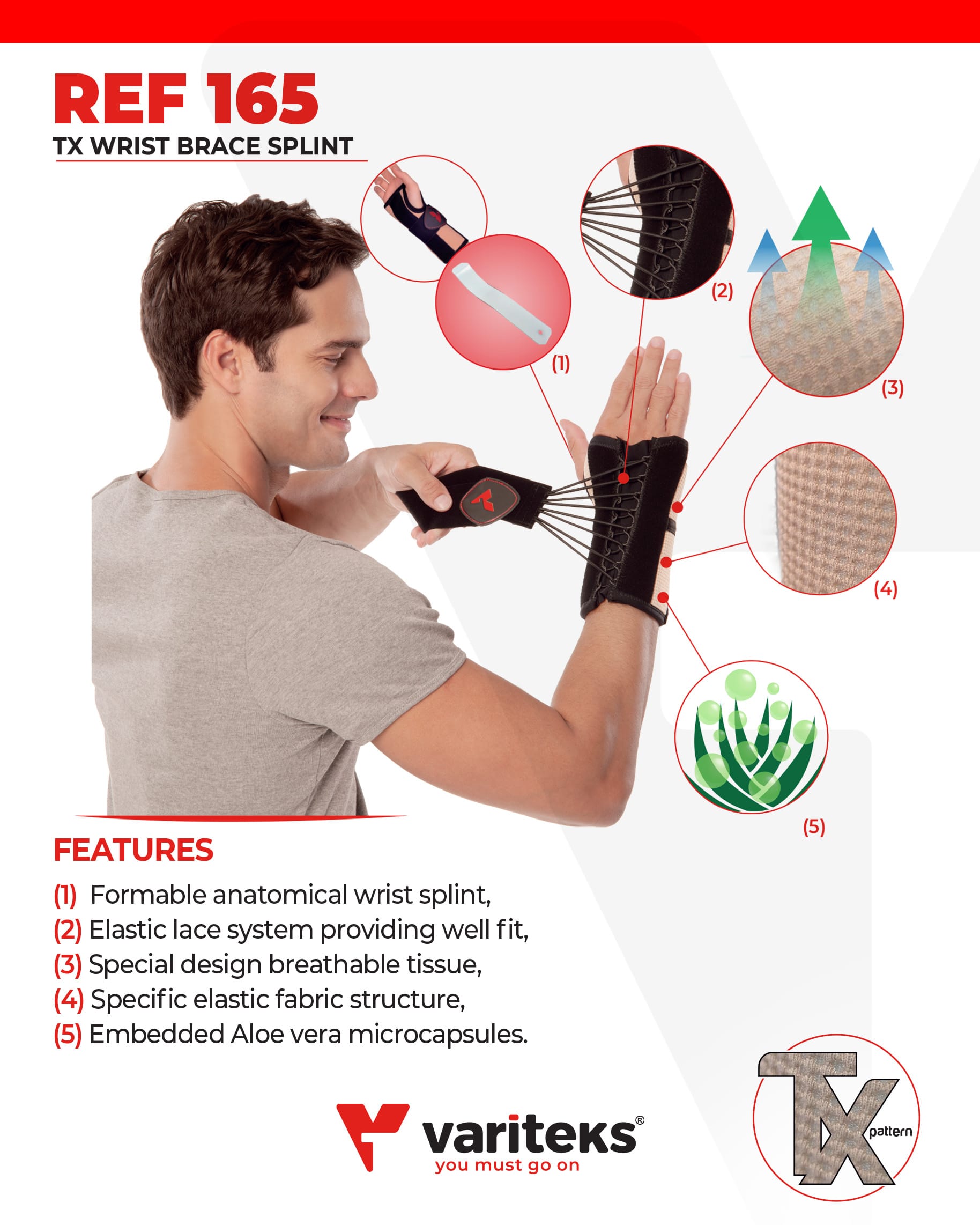 – REF 165 TX جبيرة دعامة المعصم