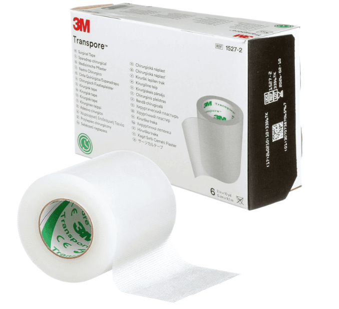 3M™ Transpore™ Surgical Tape, 1527-2, 2 in x 10 yd (5 cm x 9.1 m), 6 RollCarton